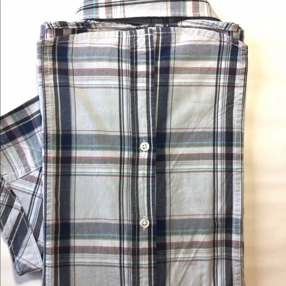 Esprit Men’s Short Sleeve Button Down Shirt Blue Grey Plaid L - Picture 6 of 11